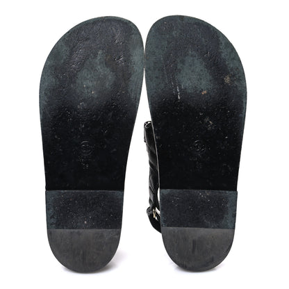 Chanel Grained Calfskin Velcro Dad Sandals 39 Black 7 of 10