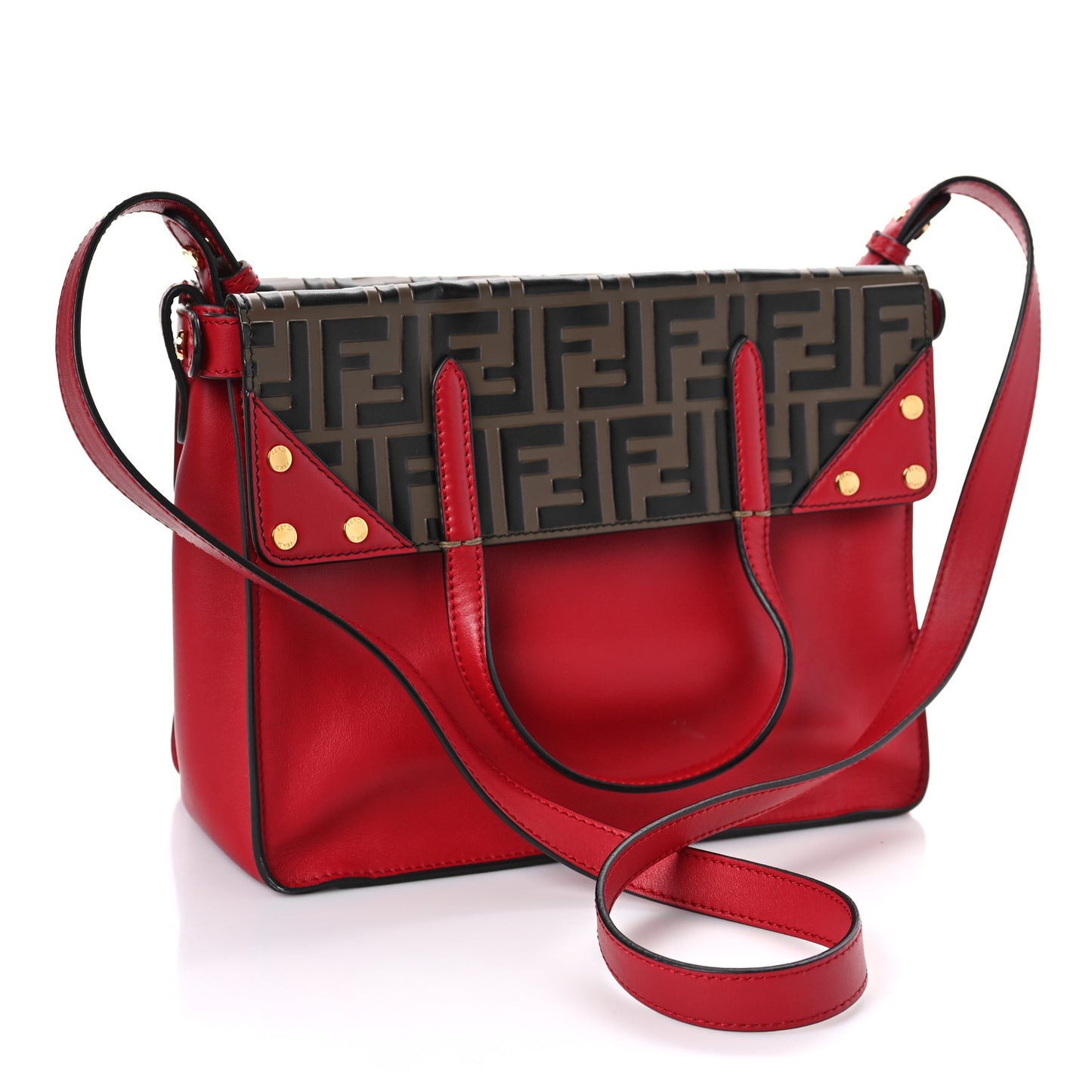 Vitello Grace Bi-Color FF 1974 Embossed Flip Tote Fragola Maya Black