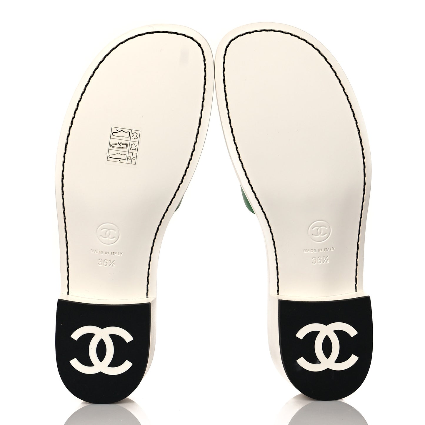 Calfskin CC Mules 36.5 Green White