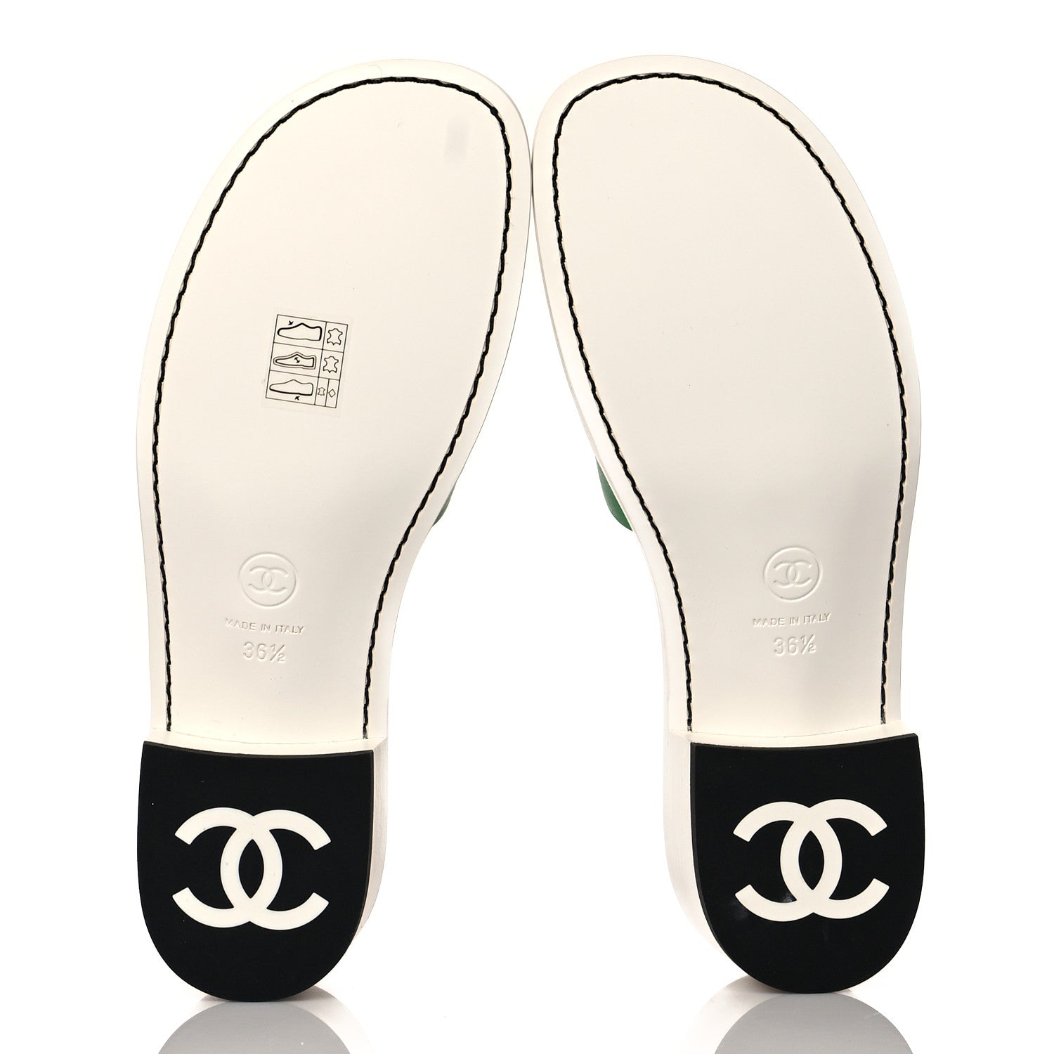 Chanel Calfskin CC Mules 36.5 Green White 5 of 9