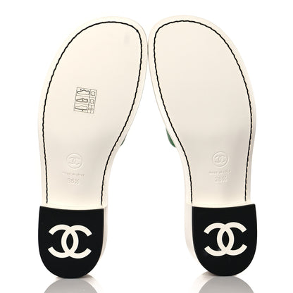 Chanel Calfskin CC Mules 36.5 Green White 5 of 9