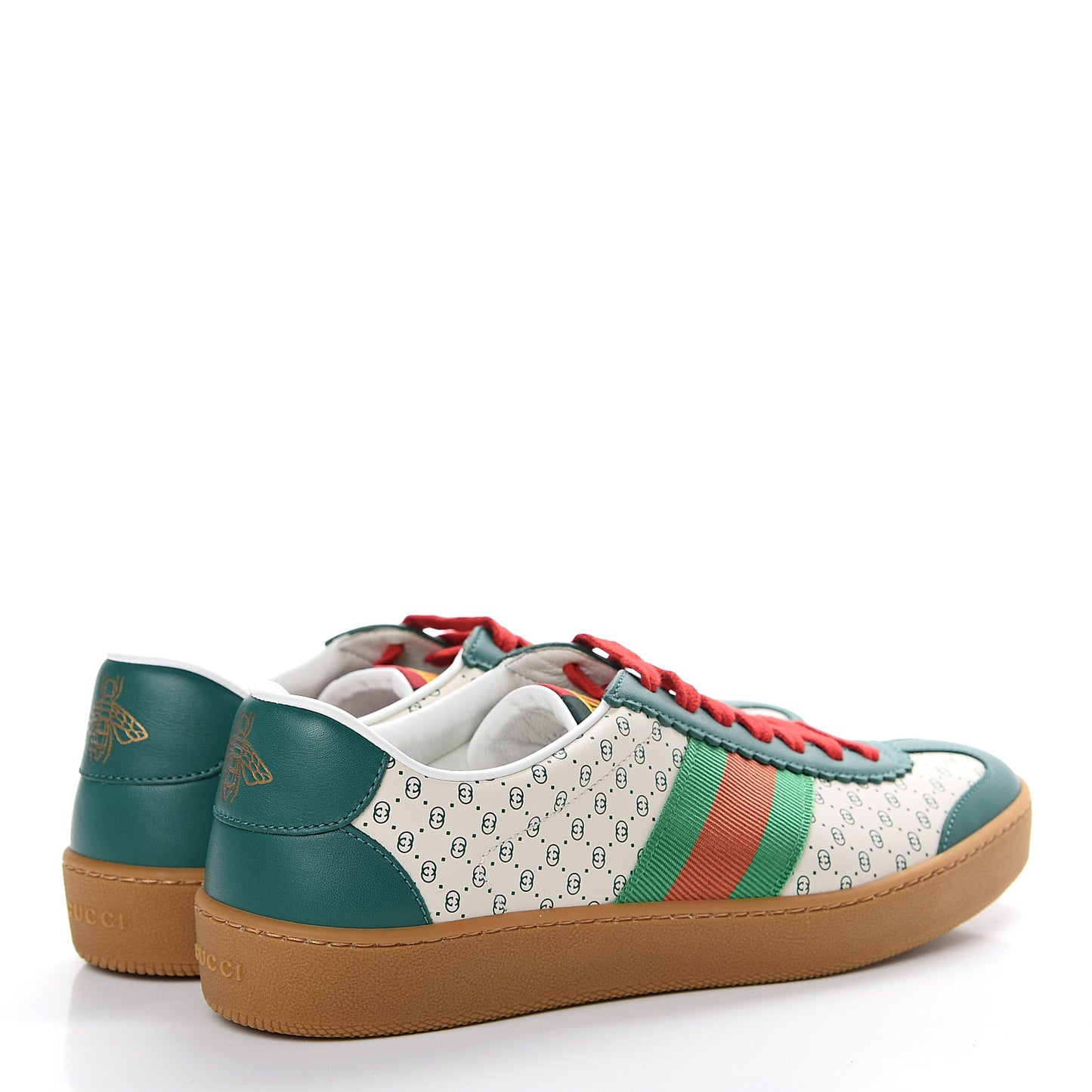 X DAPPER DAN Calfskin Suede GG Micro Monogram G74 Sneakers 37.5 Emerald Mystic White
