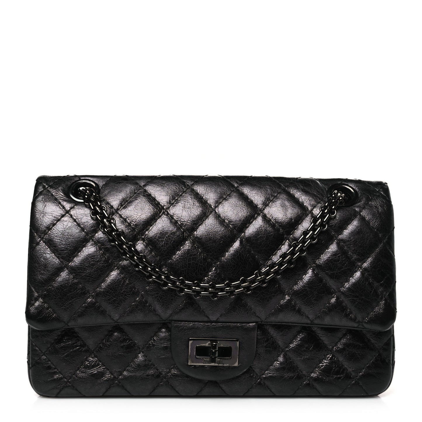 Aged Calfskin Quilted 2.55 Reissue 225 Flap So Black