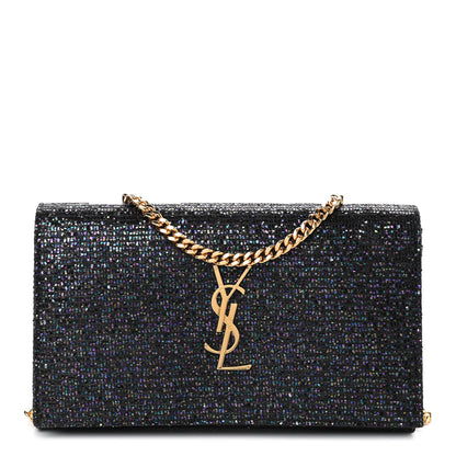 Saint Laurent Glitter Classic Monogram Chain Wallet Black Multicolor 1 of 4