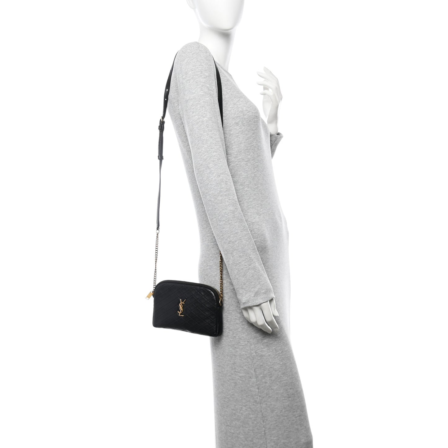 Lambskin Quilted Gaby Zipped Pouch Black