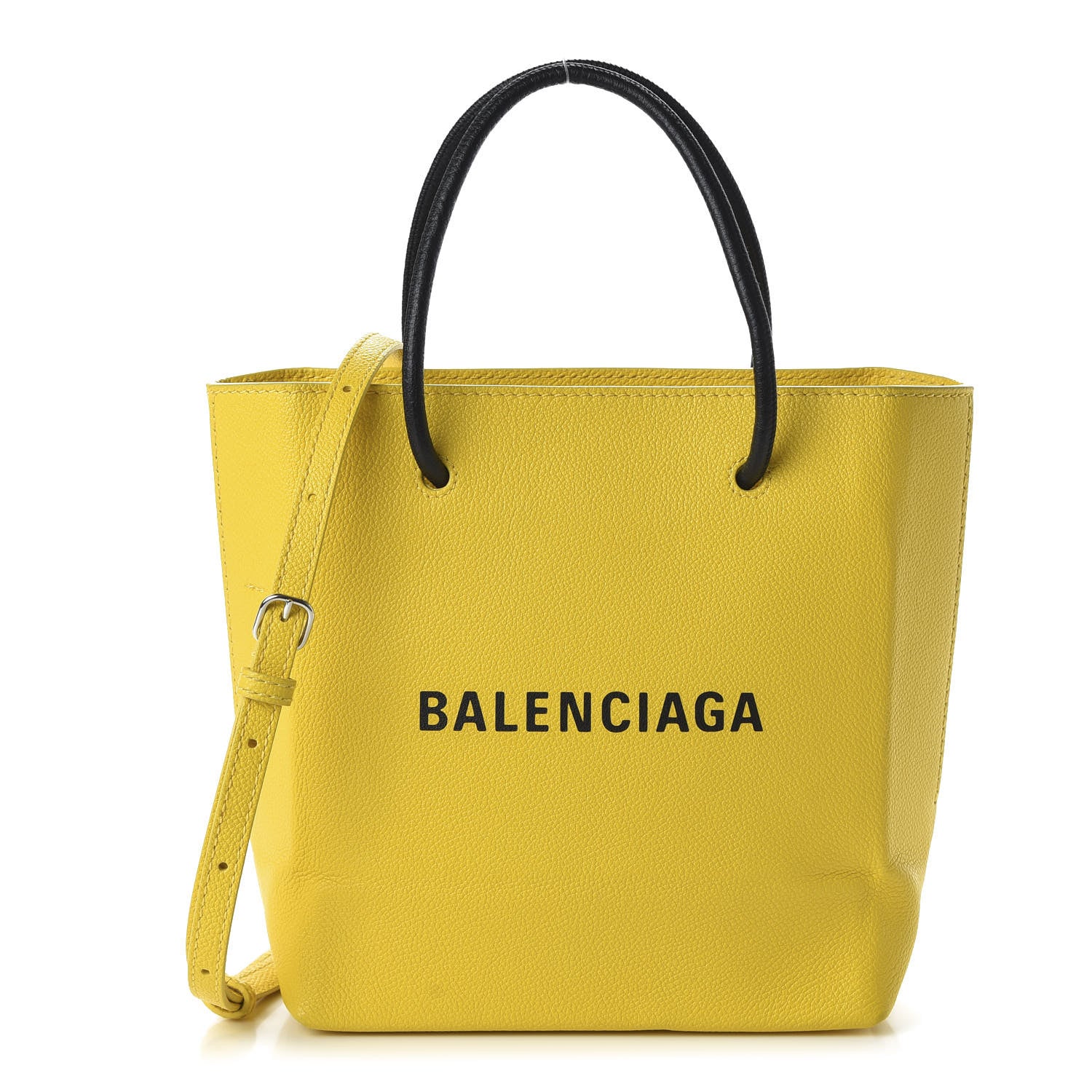 Balenciaga Heritage Calfskin Logo XXS Shopping Tote Jaune Primaire Black 1 of 10