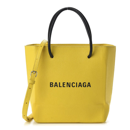 Balenciaga Heritage Calfskin Logo XXS Shopping Tote Jaune Primaire Black 1 of 10