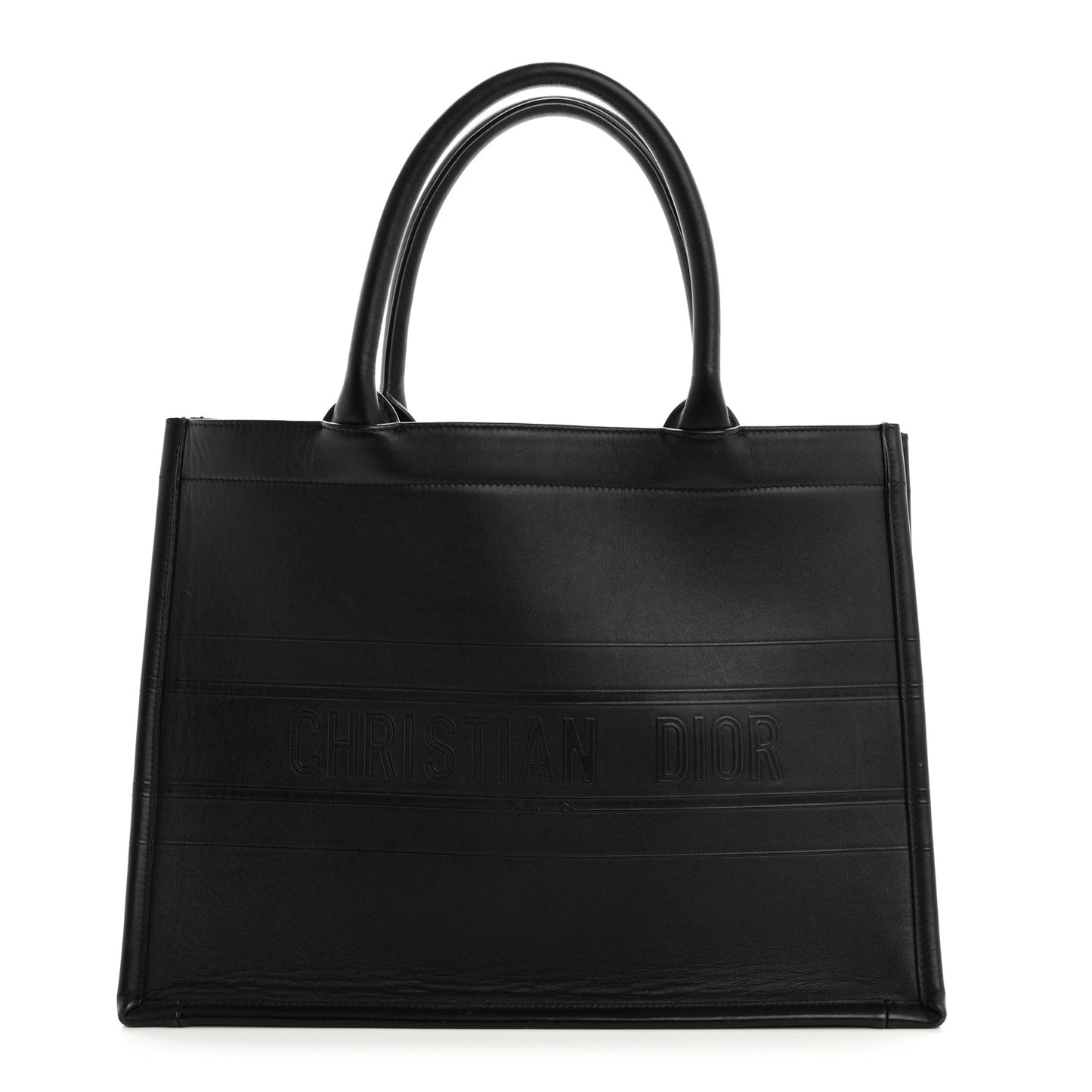 Calfskin Embossed Medium Book Tote Black