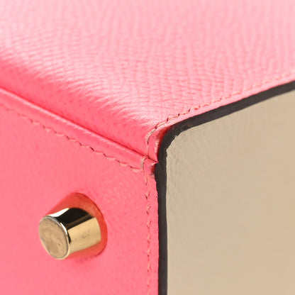Hermes Epsom Bi-Color Horseshoe Kelly Sellier 25 Rose Azalee Craie 10 of 14