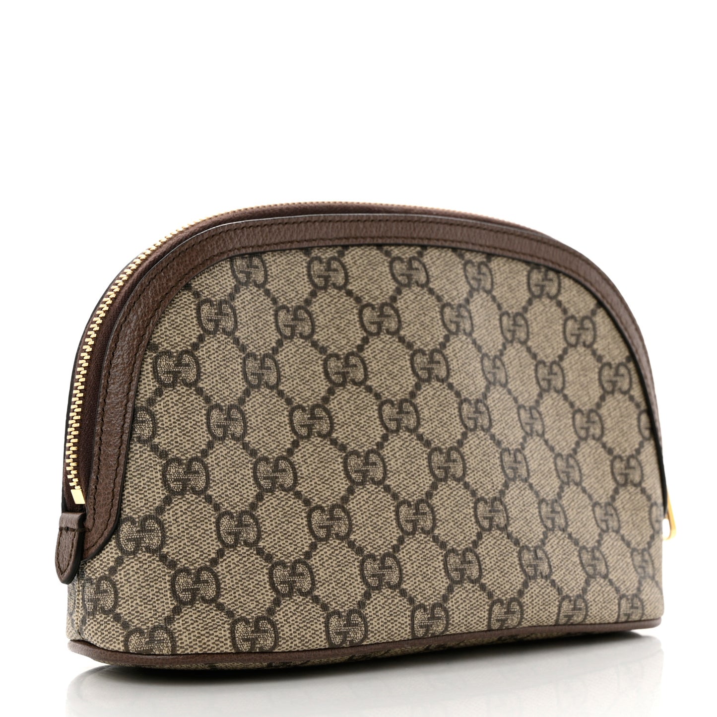 GG Supreme Monogram Textured Calfskin Web Large Ophidia Cosmetic Case Beige Ebony New Acero