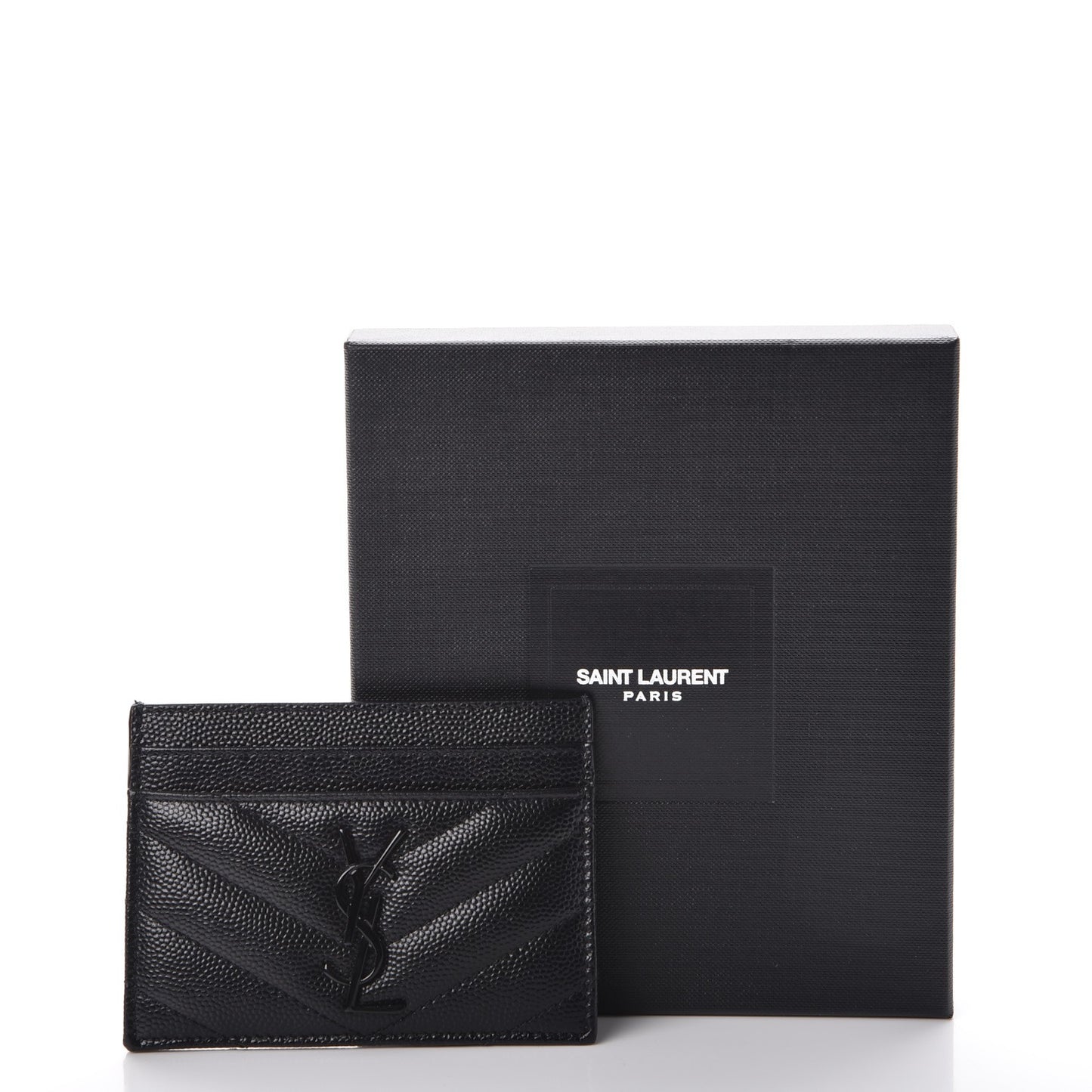Grain De Poudre Matelasse Chevron Monogram Credit Card Case Black