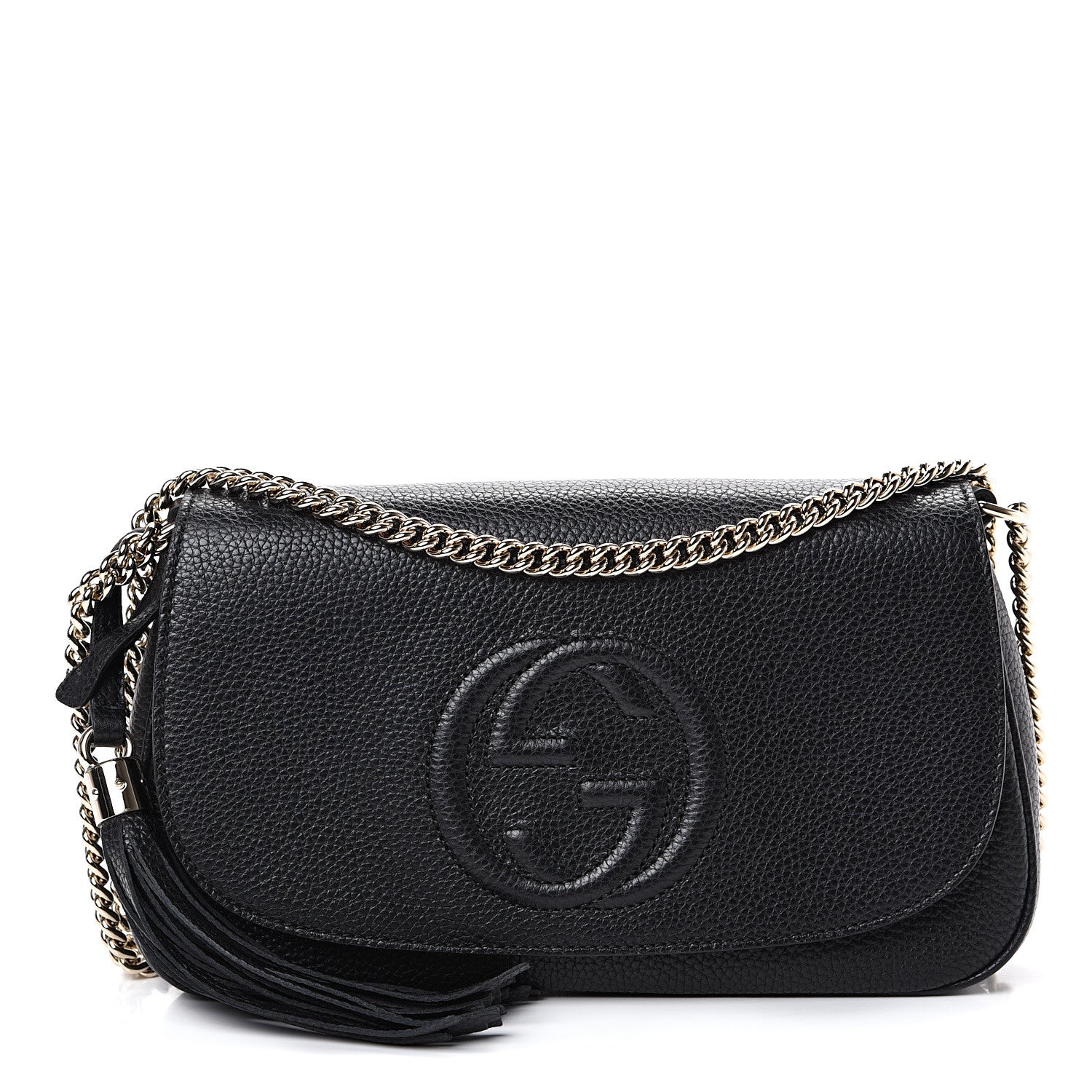 Gucci Pebbled Calfskin Medium Soho Flap Crossbody Black 1 of 9