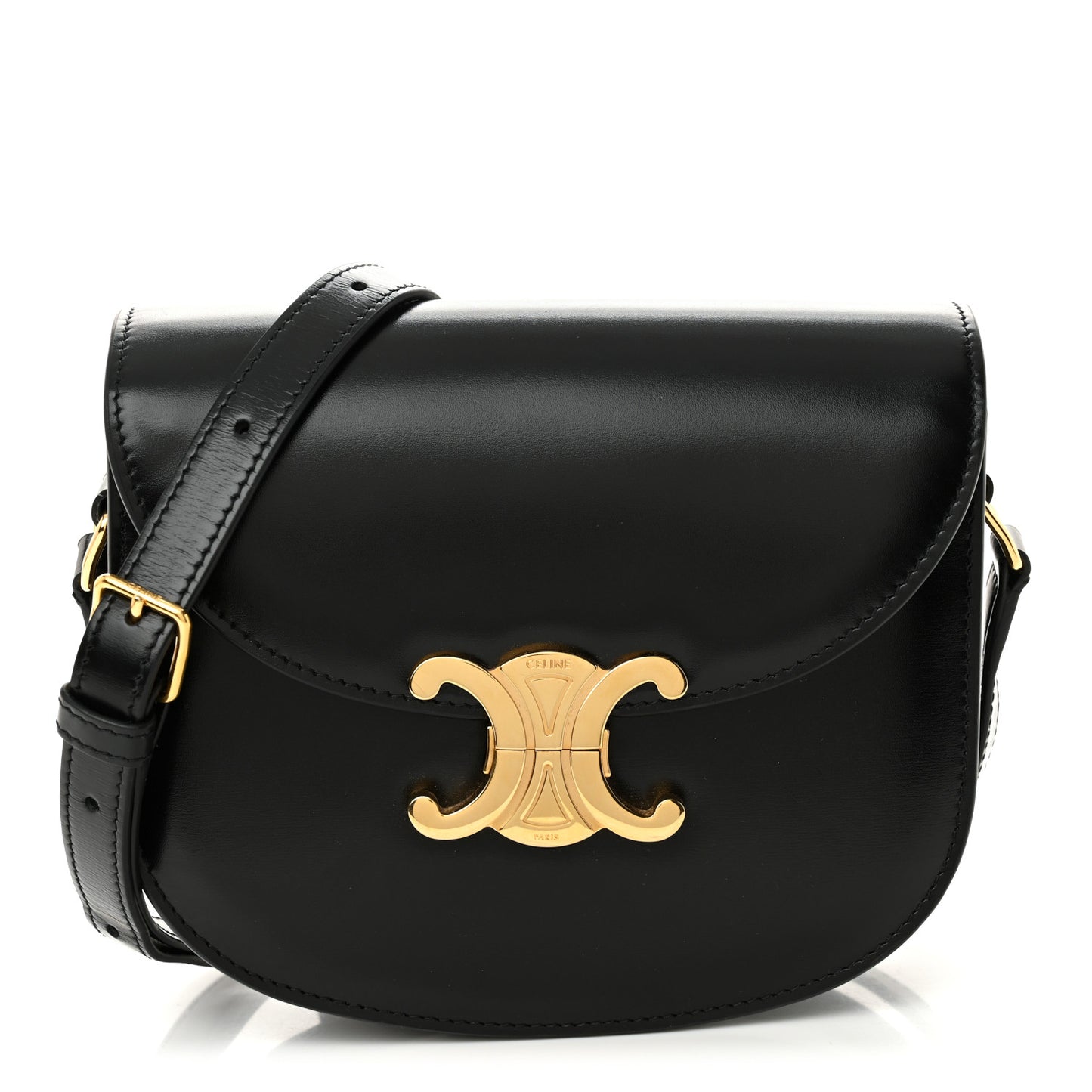 Shiny Calfskin Besace Clea Triomphe Black