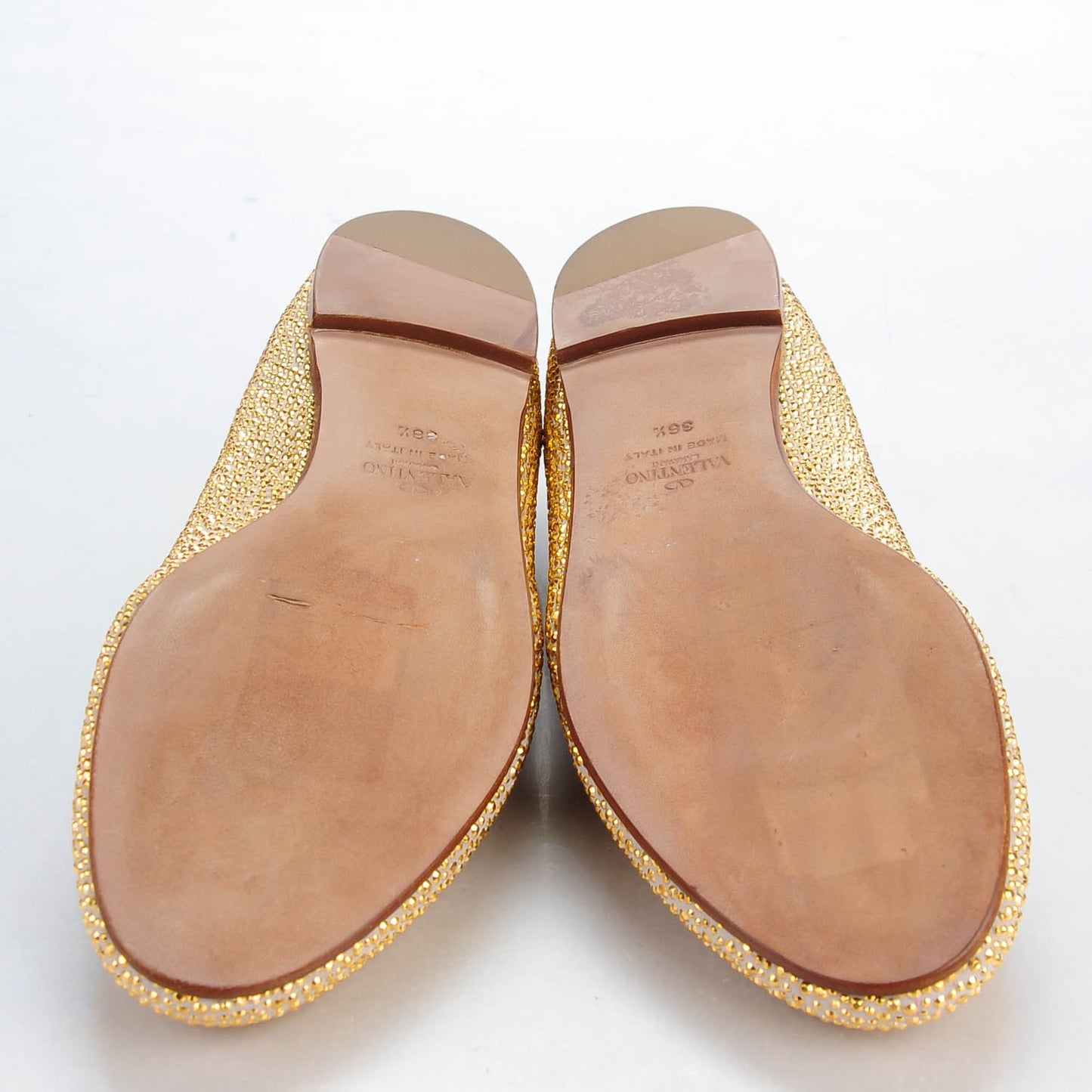 Studded Belgian Loafer Flats 38.5 Gold