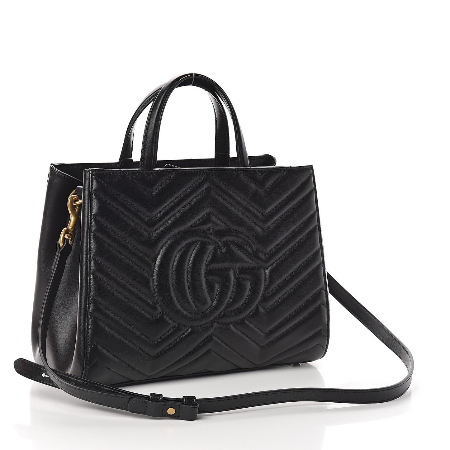 Calfskin Matelasse Small GG Marmont Tote Black