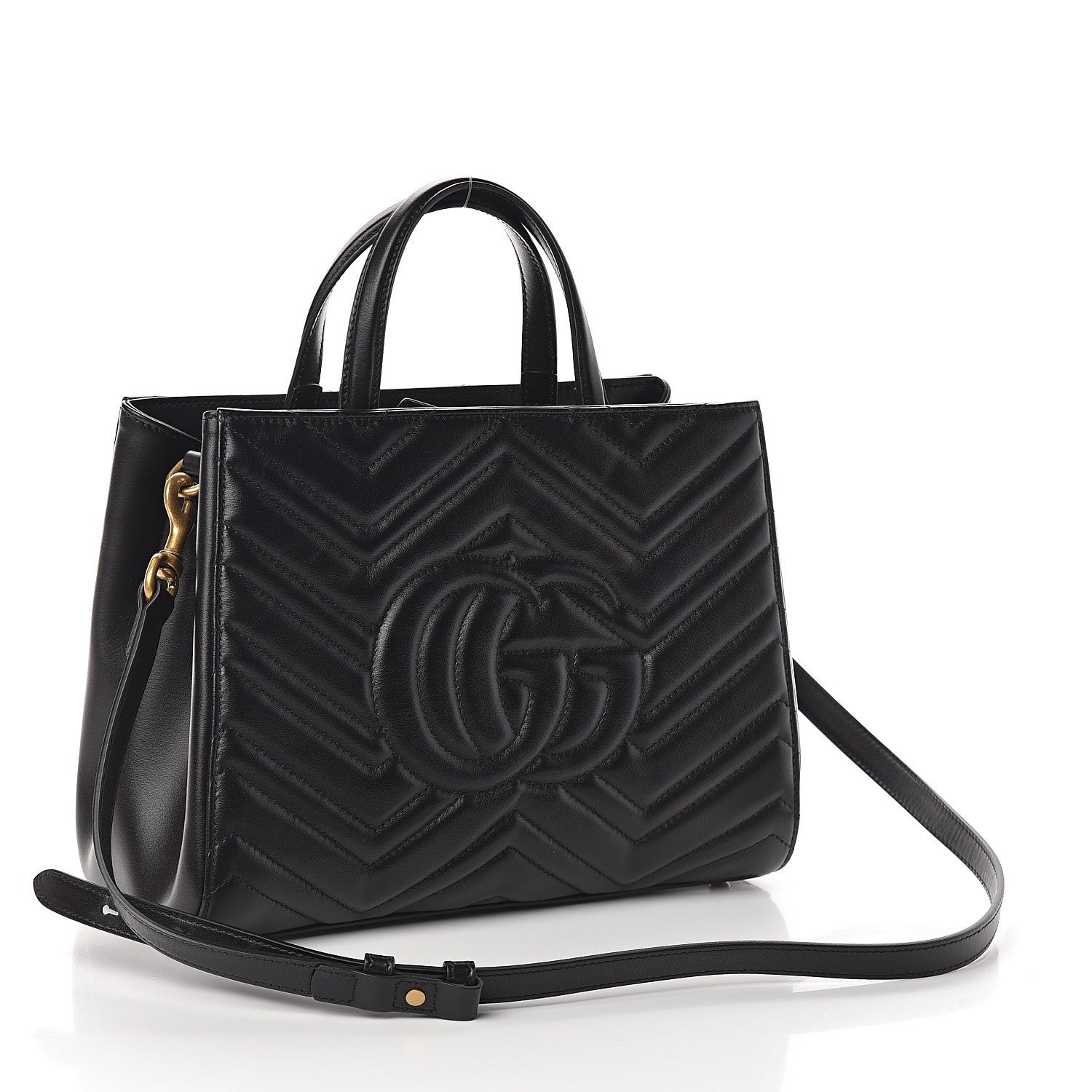Gucci Calfskin Matelasse Small GG Marmont Tote Black 2 of 8