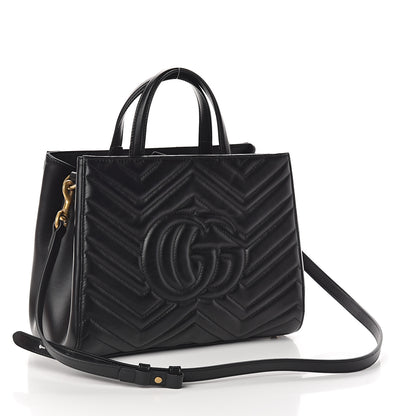 Gucci Calfskin Matelasse Small GG Marmont Tote Black 2 of 8