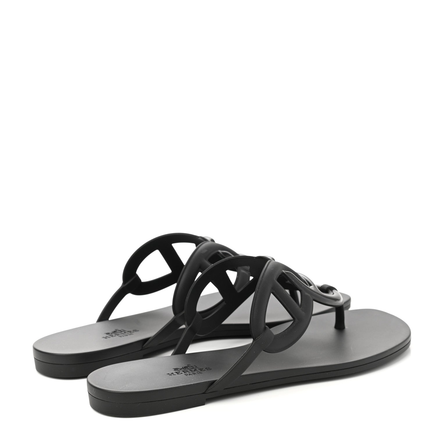 Hermes Rubber Womens Egerie Sandals 39 Black 4 of 8