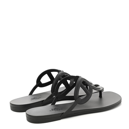 Hermes Rubber Womens Egerie Sandals 39 Black 4 of 8