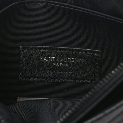 Saint Laurent Grain De Poudre Chevron Monogram Bill Pouch Black Black 6 of 9