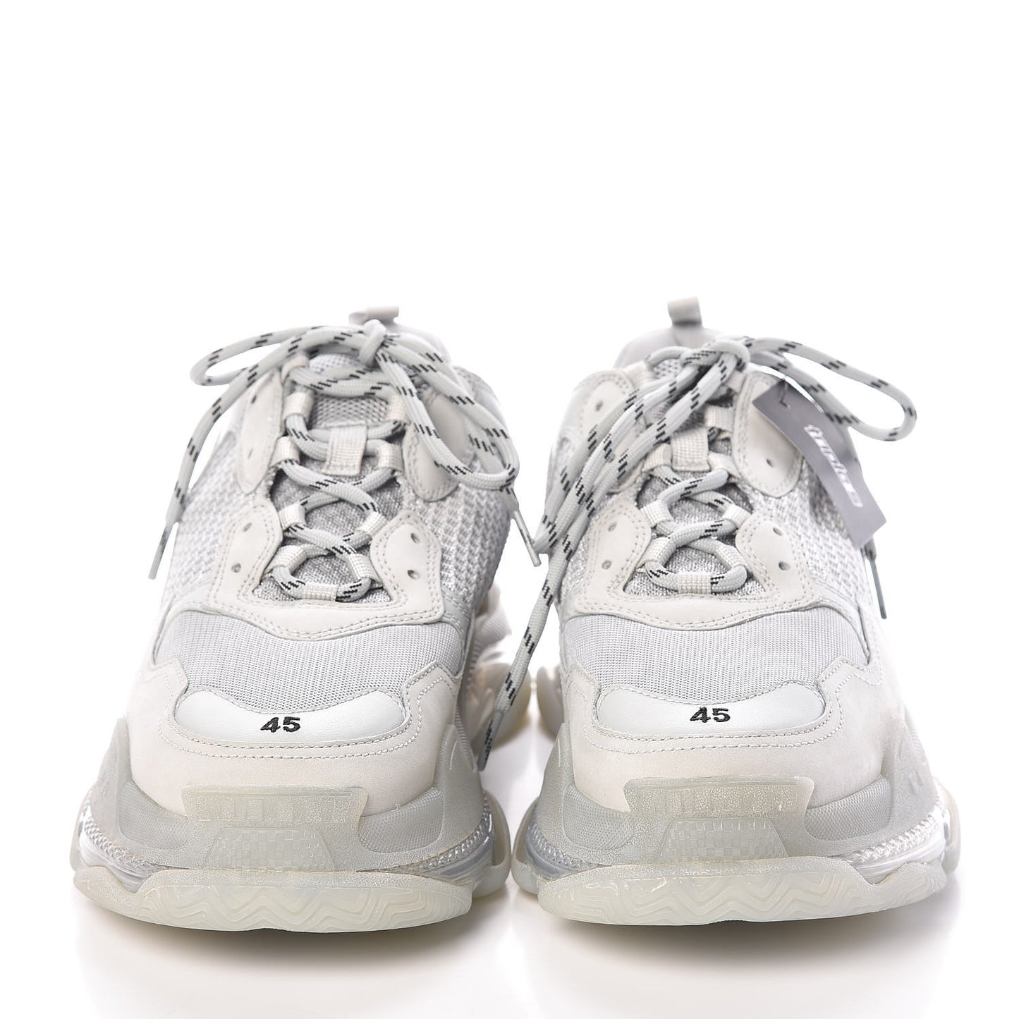 Fabric Mesh Clear Sole Mens Triple S Sneakers 45 Pearl Grey