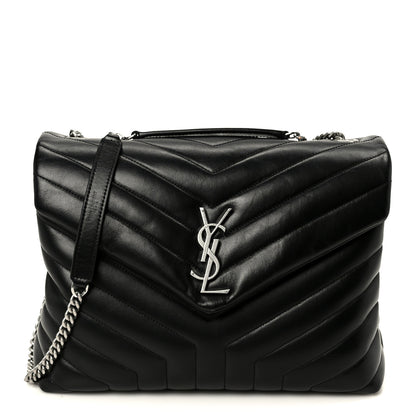 Saint Laurent Calfskin Y Quilted Monogram Medium Loulou Chain Satchel Black 1 of 10