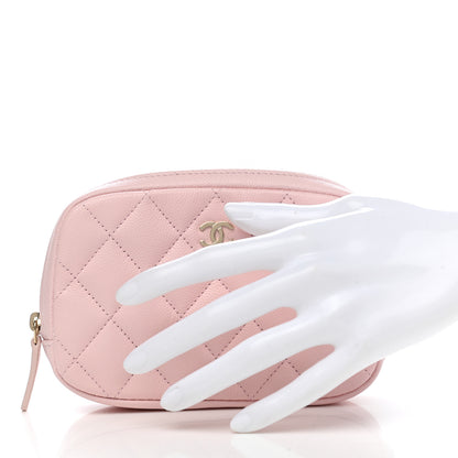 Chanel Caviar Quilted Small Curvy Pouch Cosmetic Case Light Pink 2 of 8