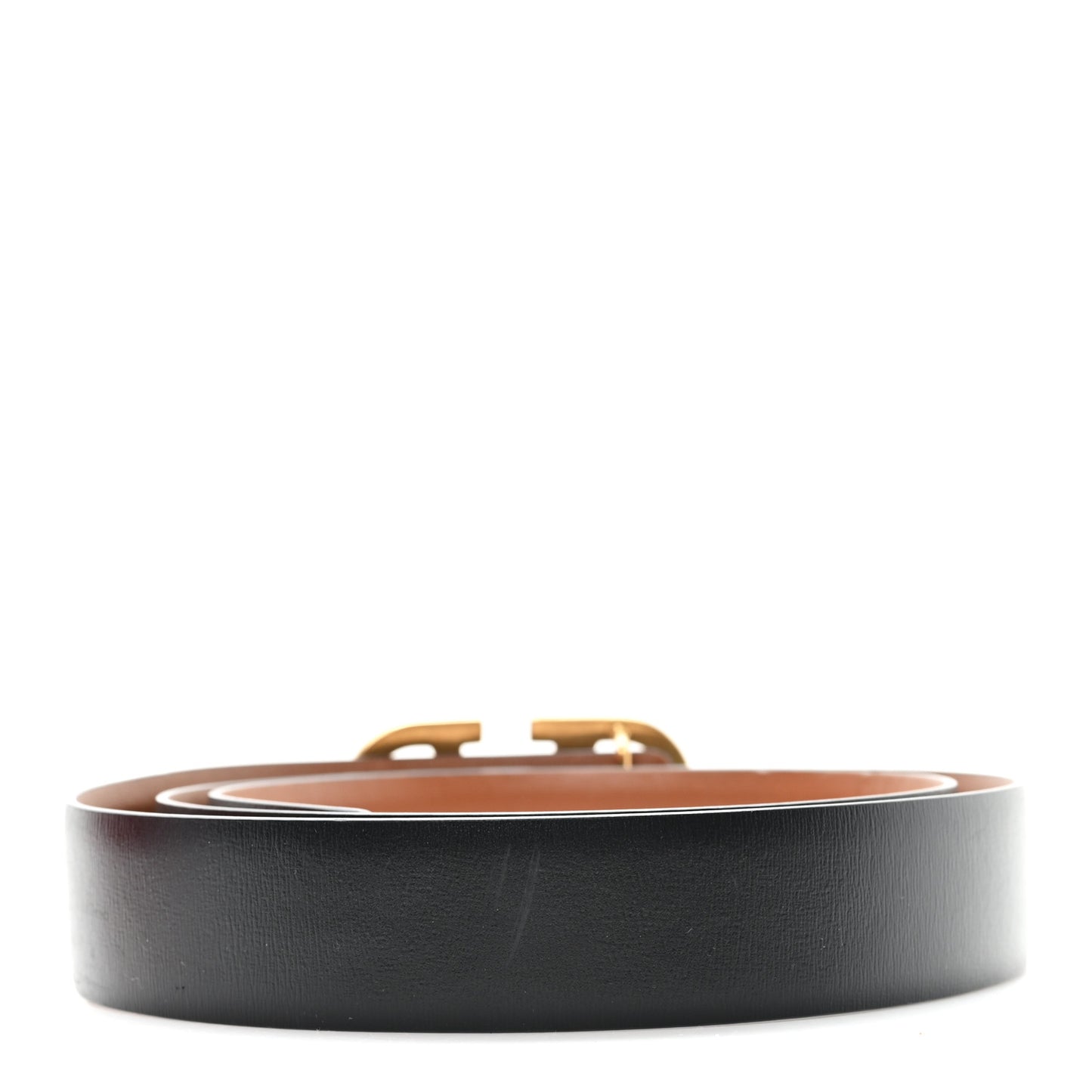 Glossy Calfskin VLogo Reversible 30mm Belt 85 34 Saddle Brown Black