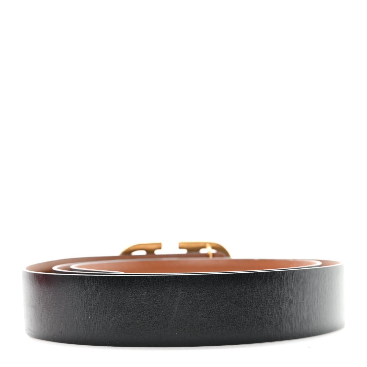 Valentino Garavani Glossy Calfskin VLogo Reversible 30mm Belt 85 34 Saddle Brown Black 2 of 6