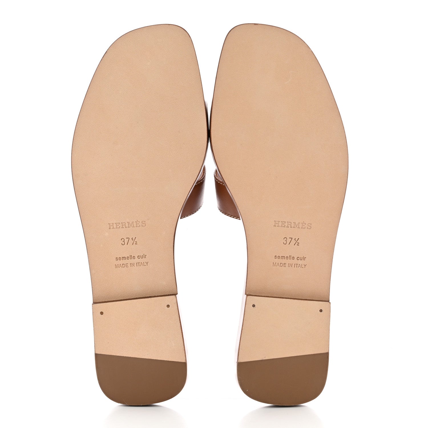Hermes Box Calfskin Oran Sandals 37.5 Gold 5 of 13