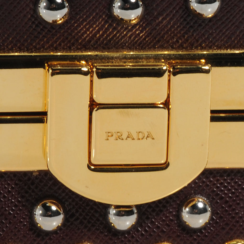 Saffiano Crystal Pyramid Bag Cerniera Orchidea Granato