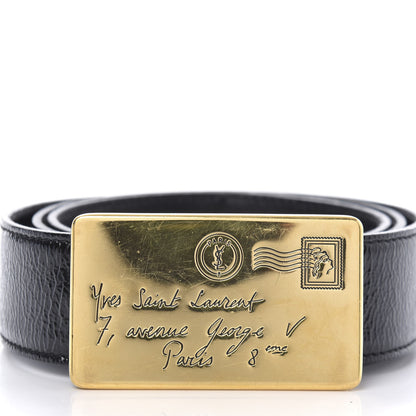 Saint Laurent Patent Calfskin Y-Mail Belt 75 30 Black 3 of 6