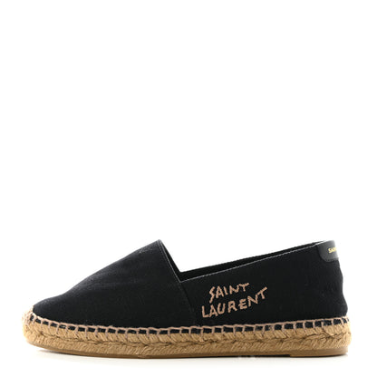 Saint Laurent Canvas Nappa Elba Light Logo Embroidered Espadrilles 36 Black 1 of 10