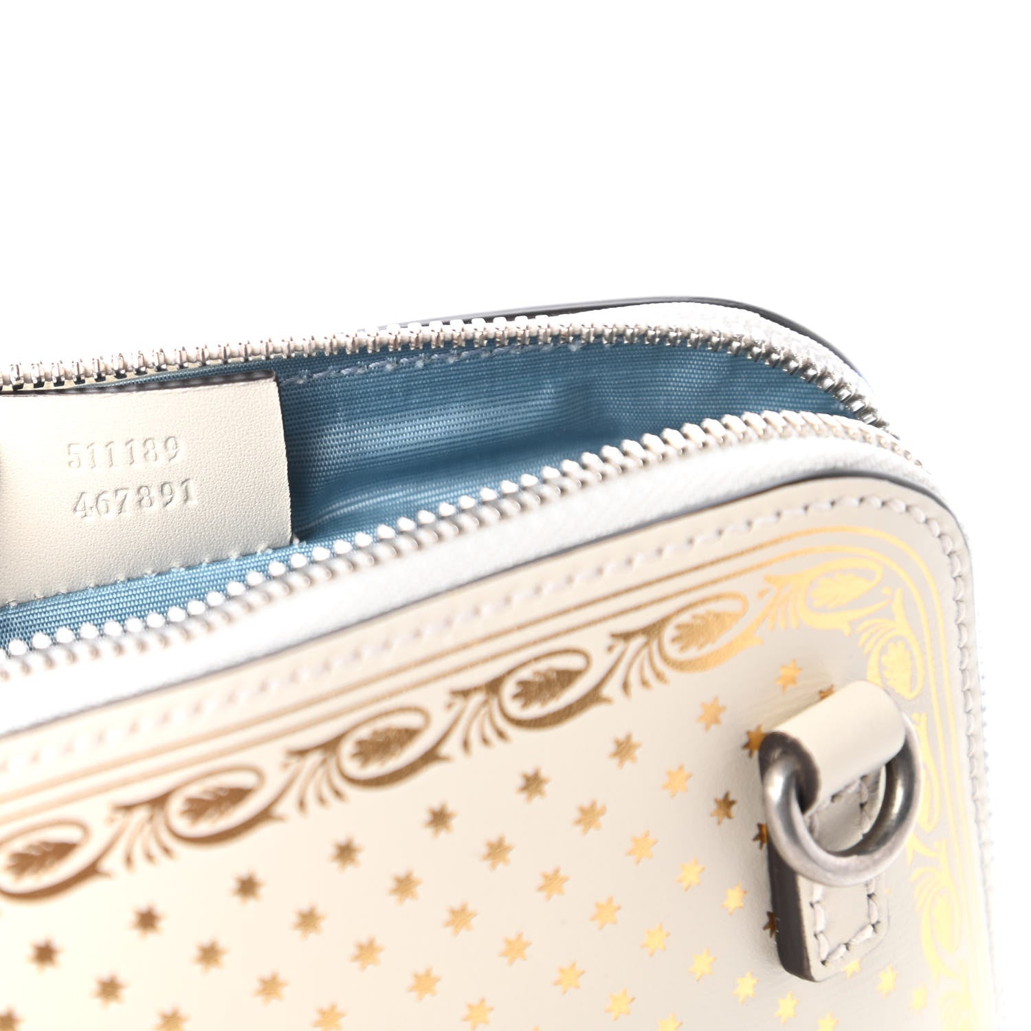 Gucci X SEGA Calfskin GUCCY Stars Mini Dome Shoulder Bag Moon Steller White Gold 9 of 11