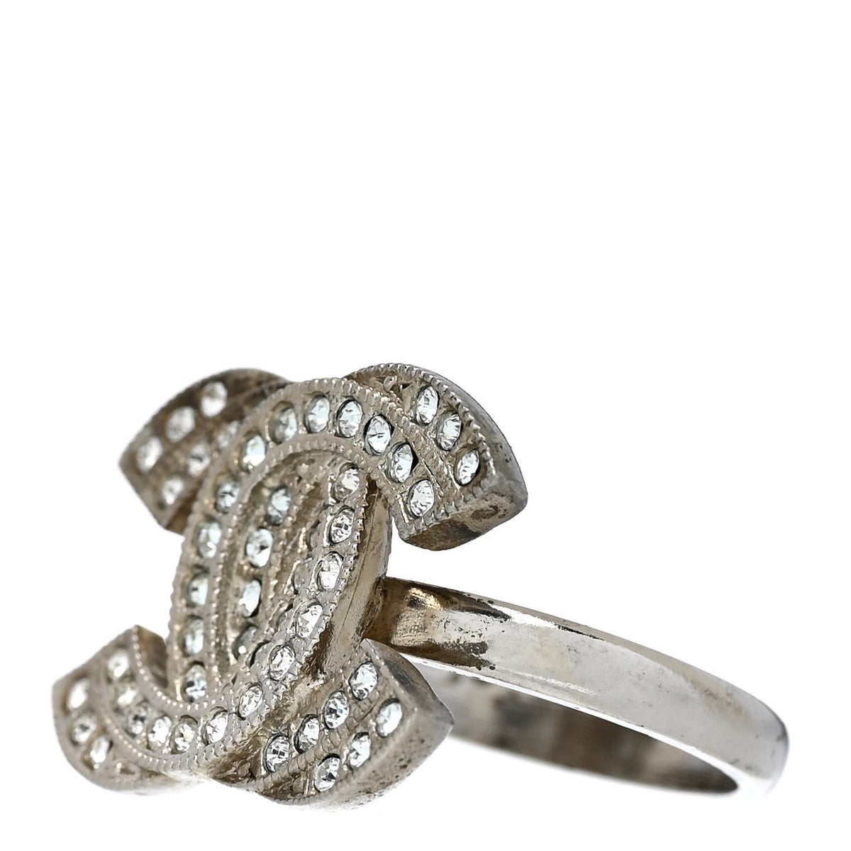 Chanel Crystal Double CC Ring 52 6 Silver 1799423 – FASHIONPHILE