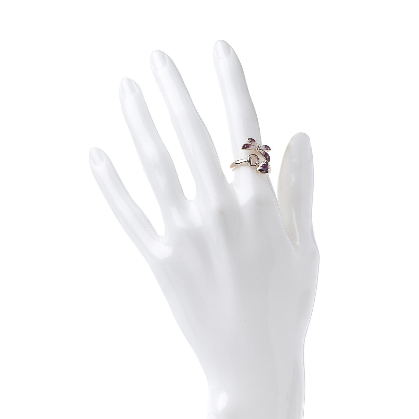 18K Rose Gold Enamel Flora Horsebit Ring 49 4.75