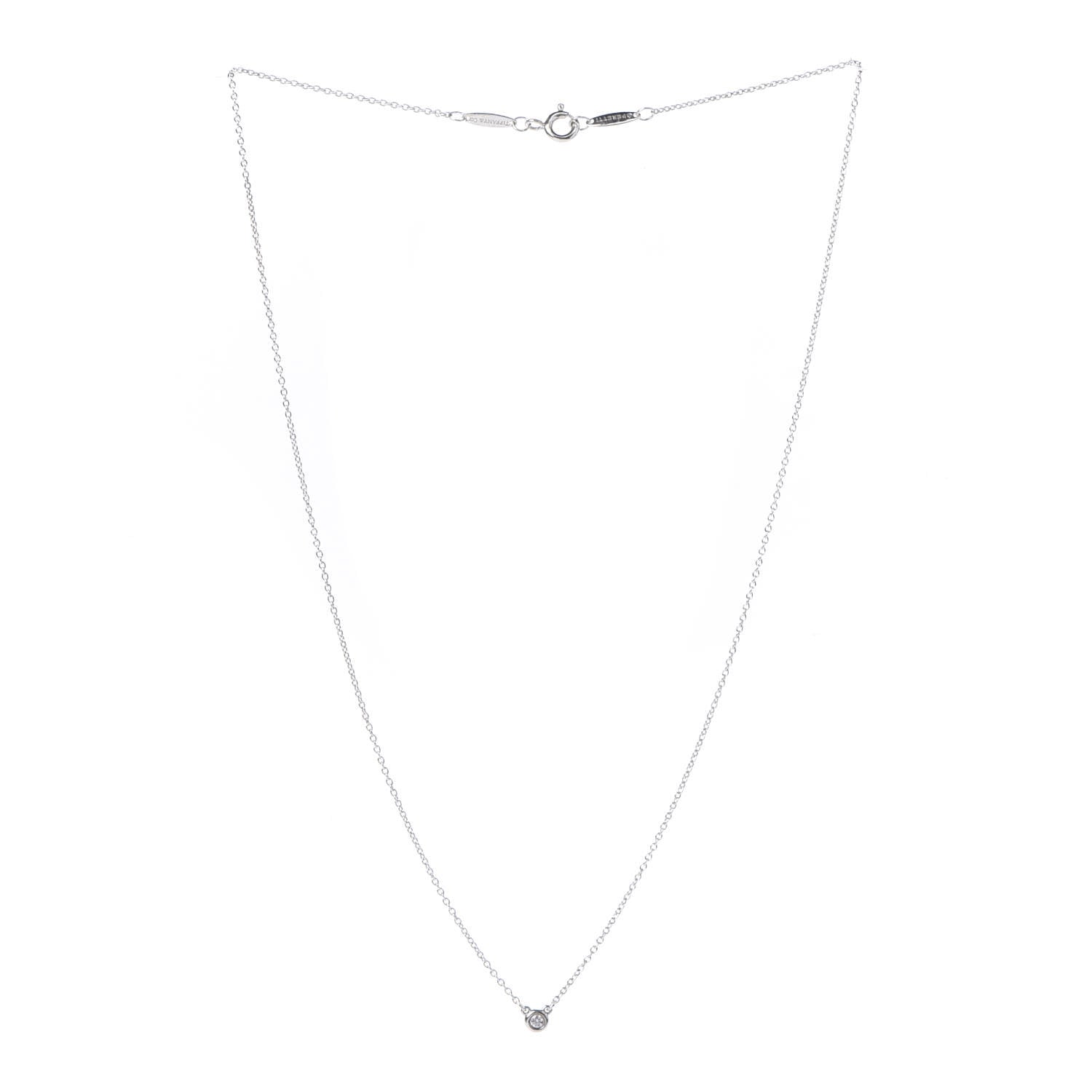 Tiffany Sterling Silver Diamond .03ct Elsa Peretti Diamonds by the Yard Pendant Necklace 3 of 7