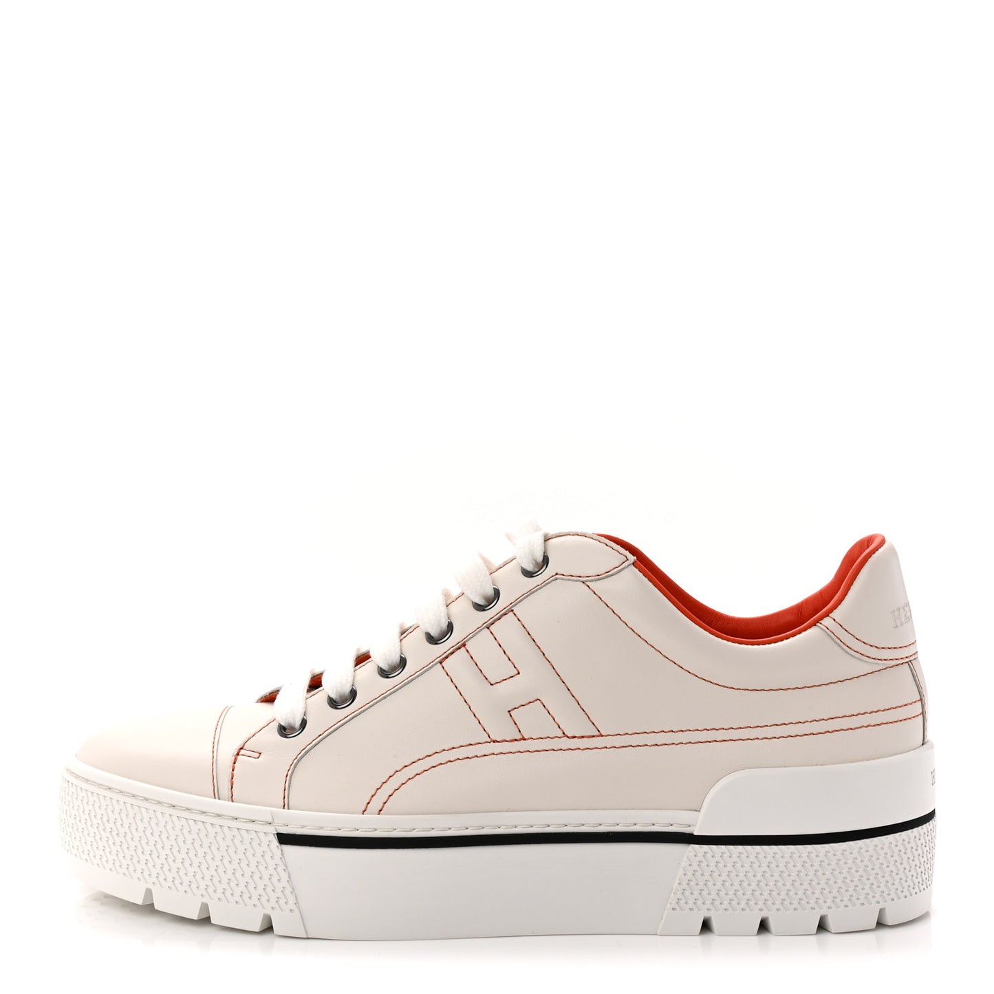 Calfskin Womens Voltage Sneakers 38 White Orange