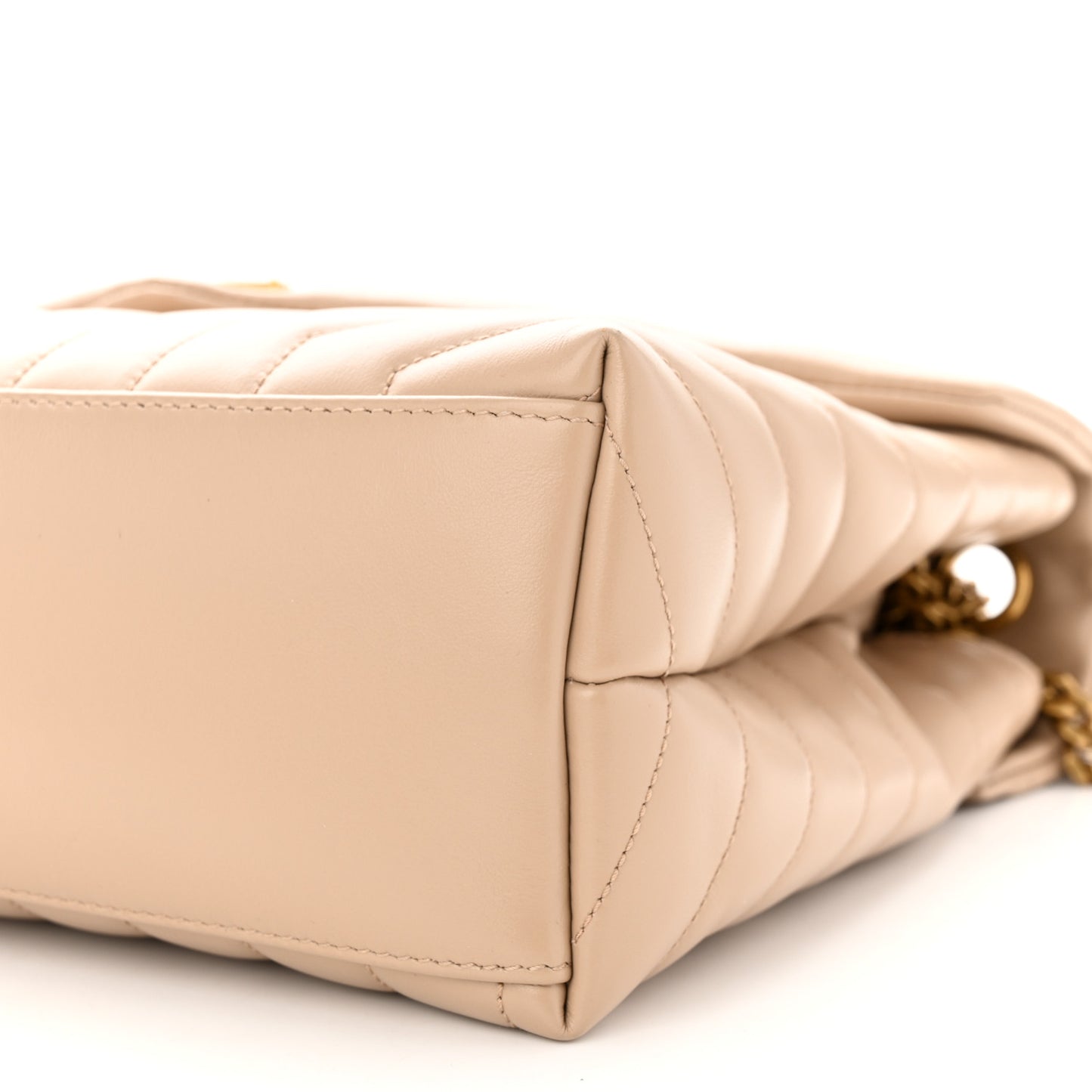 Calfskin Y Quilted Monogram Medium Loulou Chain Satchel Dark Beige