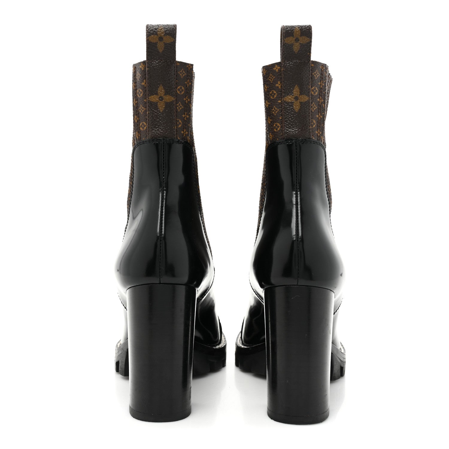 Louis Vuitton Patent Nano Monogram Ankle Star Trail Boots 38.5 Black 4 of 10