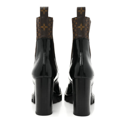 Louis Vuitton Patent Nano Monogram Ankle Star Trail Boots 38.5 Black 4 of 10