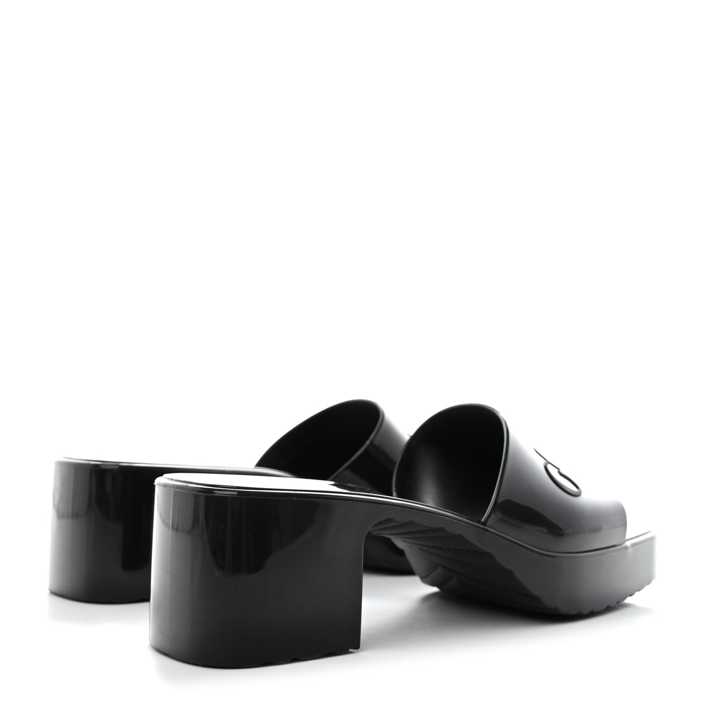 Rubber Gucci Logo Womens Platform 20/60mm Slide Sandals 37 Black