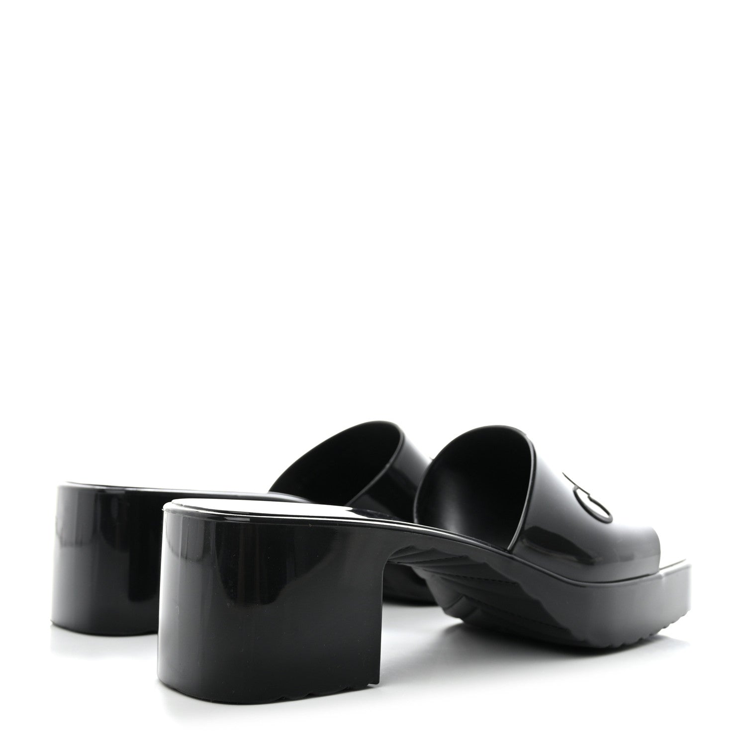 Gucci Rubber Gucci Logo Womens Platform 20/60mm Slide Sandals 37 Black 4 of 9
