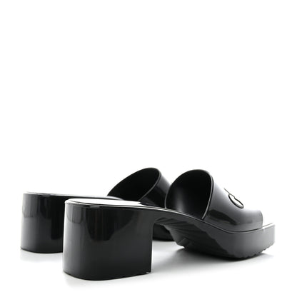 Gucci Rubber Gucci Logo Womens Platform 20/60mm Slide Sandals 37 Black 4 of 9
