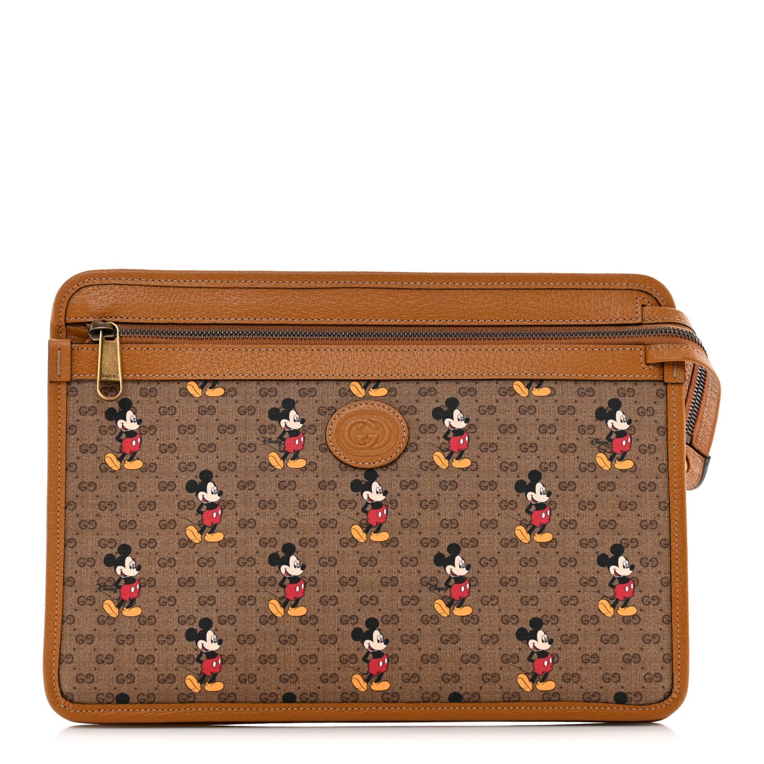 Gucci X DISNEY Mini Vintage GG Supreme Monogram Mickey Mouse Documents Holder Beige Vintage Sun Oil 1 of 7
