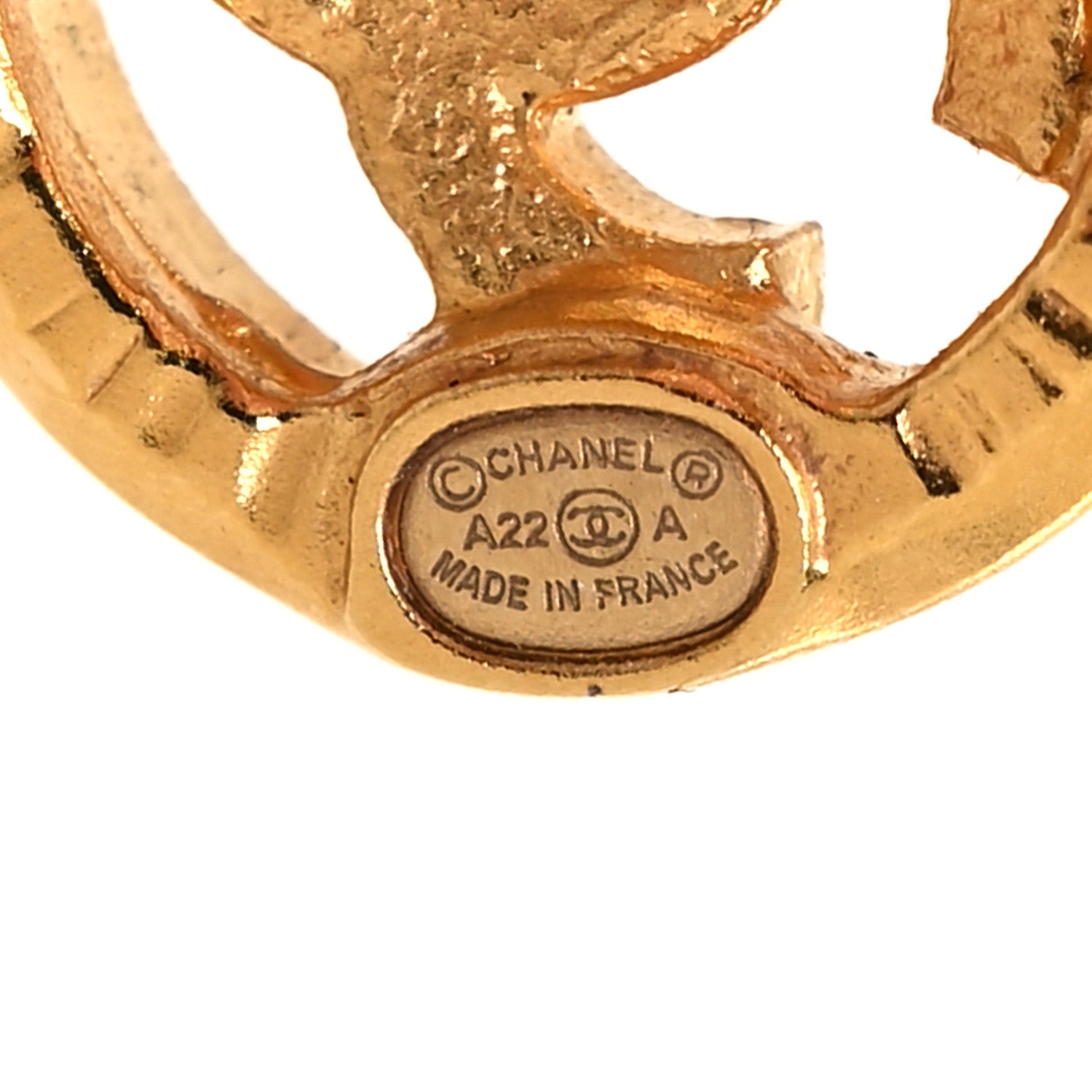 Chanel Metal Crystal Textured CC Round Earrings Gold 4 of 4