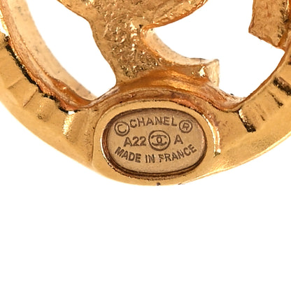 Chanel Metal Crystal Textured CC Round Earrings Gold 4 of 4