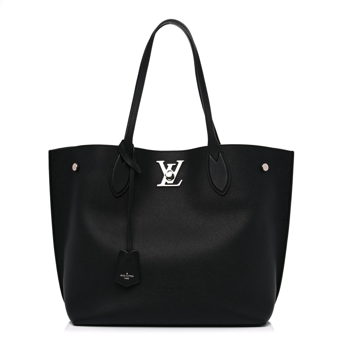 Calfskin Lockme Go Tote Black