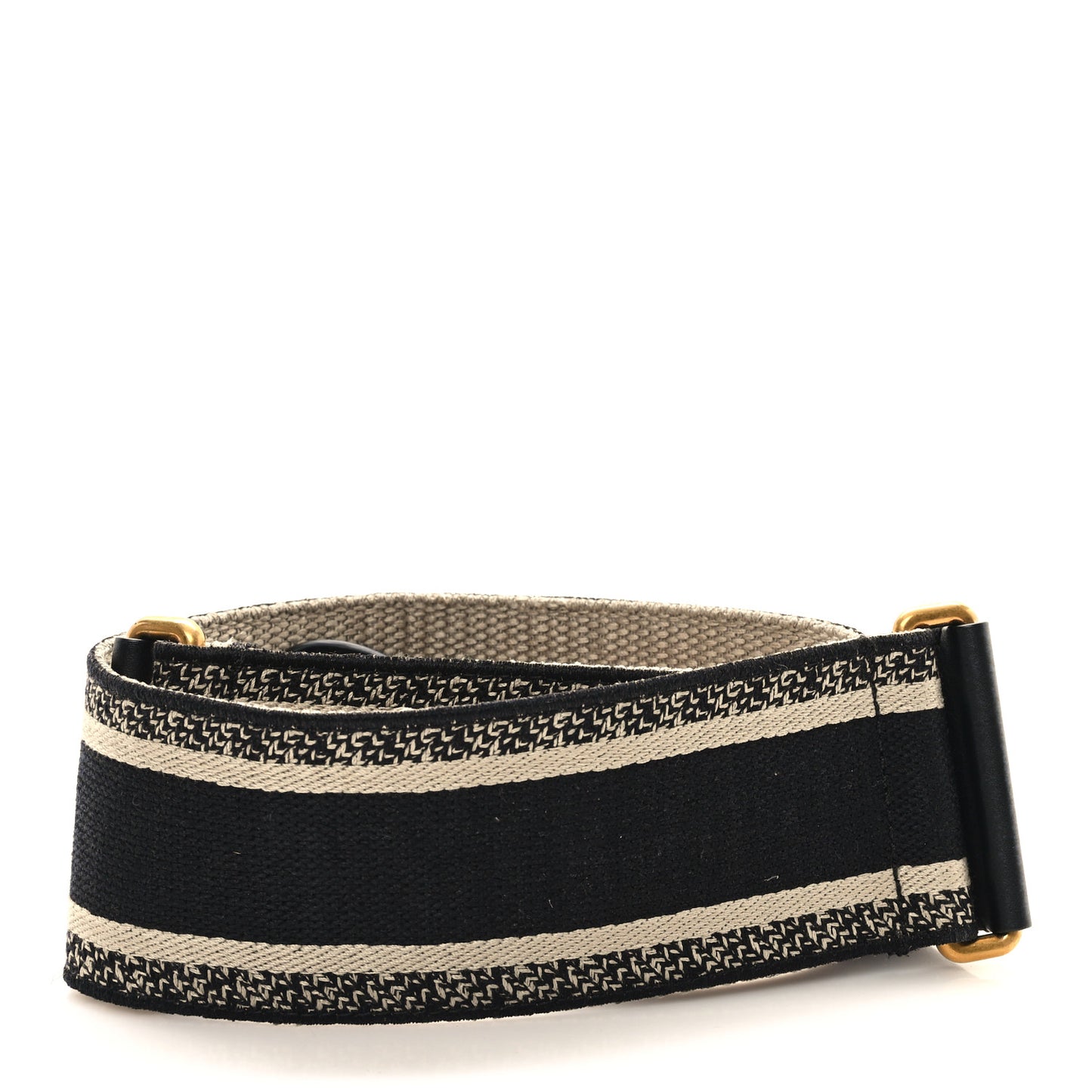 Canvas Embroidered Shoulder Strap Black