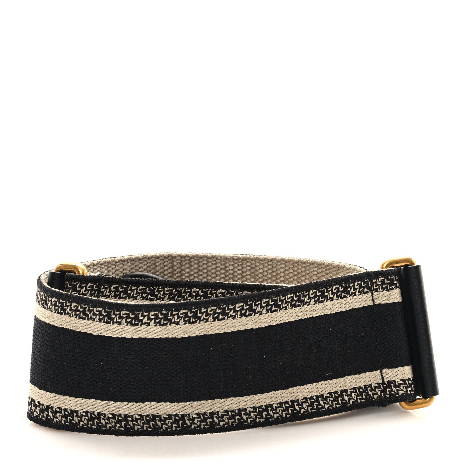 Christian Dior Canvas Embroidered Shoulder Strap Black 2 of 3